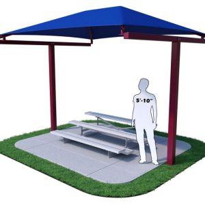 T-Cantilever 31x12x9 Embedded Shade Structure w/out Glide Elbow; intended for use to cover a 3 row x 27'L Bleacher